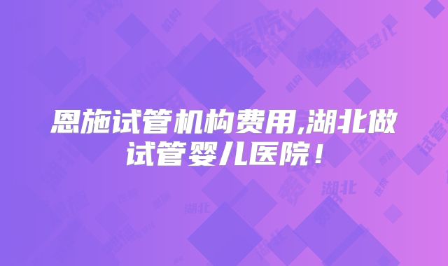 恩施试管机构费用,湖北做试管婴儿医院!