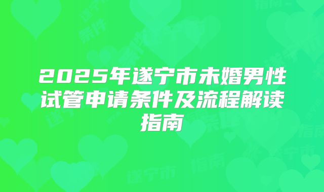 2025年遂宁市未婚男性试管申请条件及流程解读指南