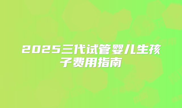 2025三代试管婴儿生孩子费用指南