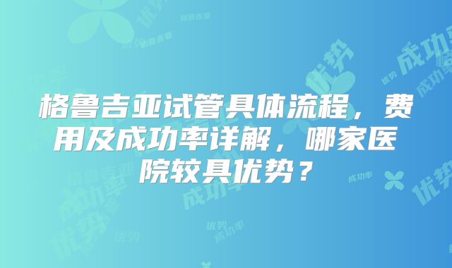 格鲁吉亚试管具体流程，费用及成功率详解，哪家医院较具优势？