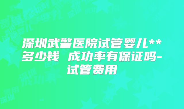 深圳武警医院试管婴儿**多少钱 成功率有保证吗-试管费用
