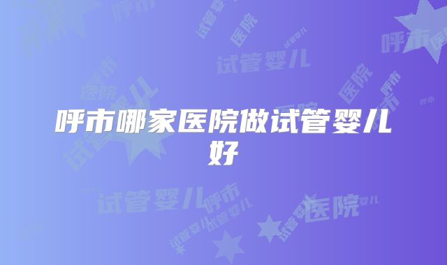 呼市哪家医院做试管婴儿好
