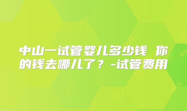 中山一试管婴儿多少钱 你的钱去哪儿了?-试管费用