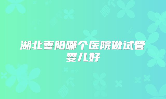 湖北枣阳哪个医院做试管婴儿好