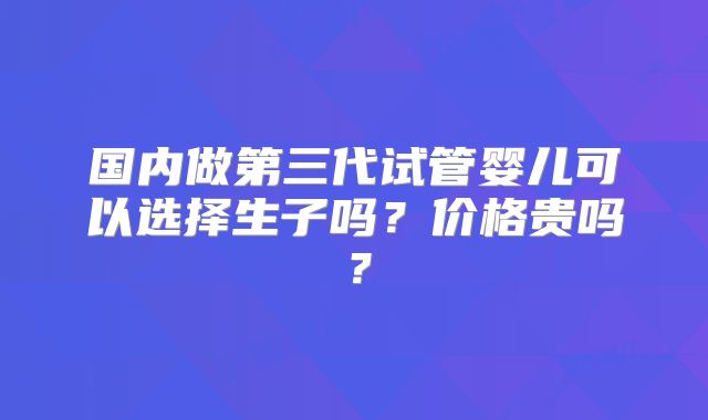 国内做第三代试管婴儿可以选择生子吗？价格贵吗？