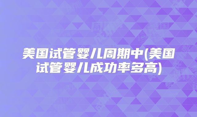 美国试管婴儿周期中(美国试管婴儿成功率多高)
