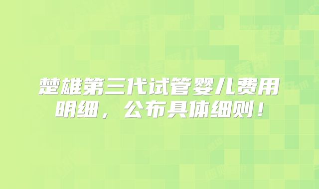 楚雄第三代试管婴儿费用明细,公布具体细则!