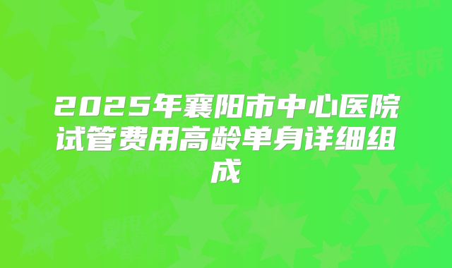 2025年襄阳市中心医院试管费用高龄单身详细组成