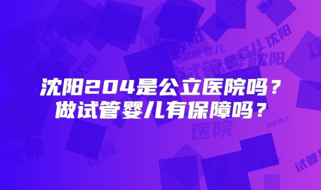 沈阳204是公立医院吗?做试管婴儿有保障吗?