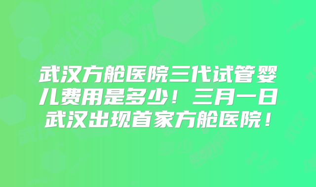 武汉方舱医院三代试管婴儿费用是多少！三月一日武汉出现首家方舱医院！