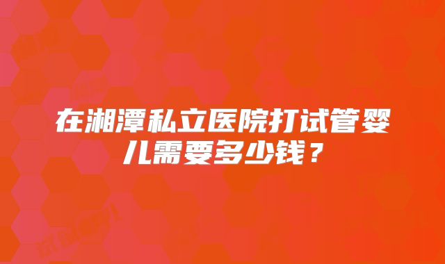 在湘潭私立医院打试管婴儿需要多少钱？