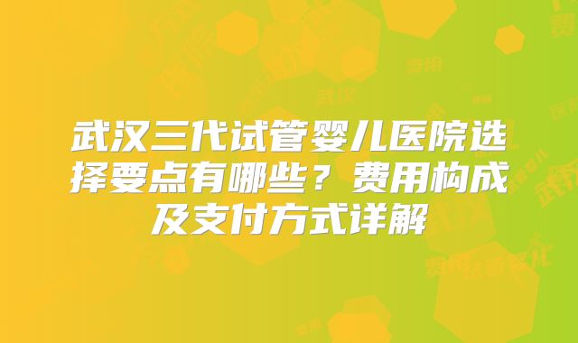 武汉三代试管婴儿医院选择要点有哪些?费用构成及支付方式详解