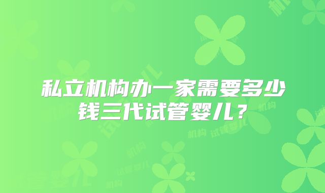 私立机构办一家需要多少钱三代试管婴儿?