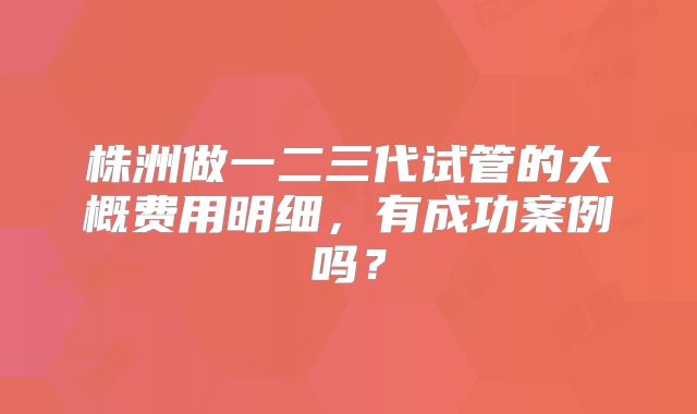 株洲做一二三代试管的大概费用明细,有成功案例吗?