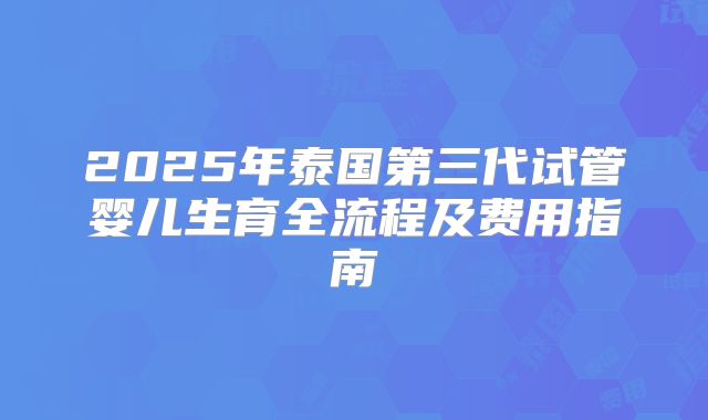 2025年泰国第三代试管婴儿生育全流程及费用指南