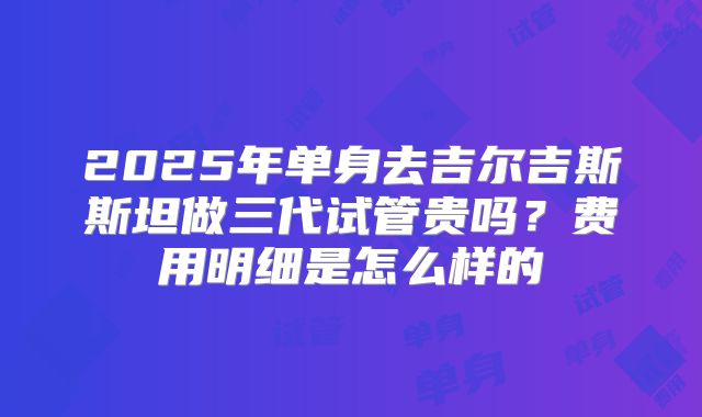 2025年单身去吉尔吉斯斯坦做三代试管贵吗?费用明细是怎么样的