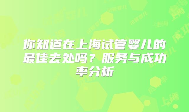 你知道在上海试管婴儿的最佳去处吗?服务与成功率分析