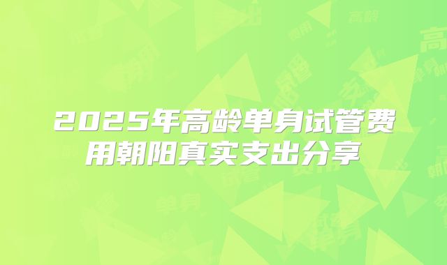2025年高龄单身试管费用朝阳真实支出分享