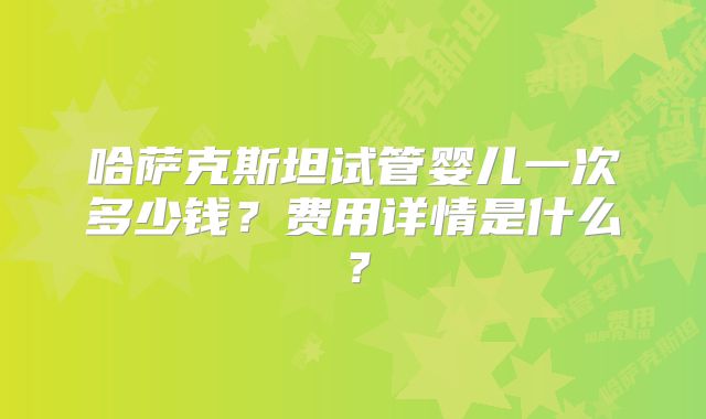 哈萨克斯坦试管婴儿一次多少钱?费用详情是什么?