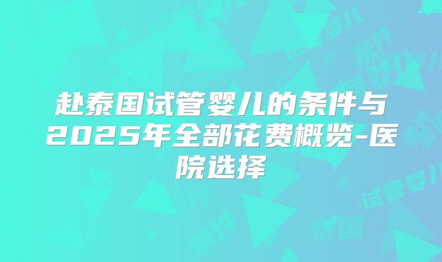 赴泰国试管婴儿的条件与2025年全部花费概览-医院选择