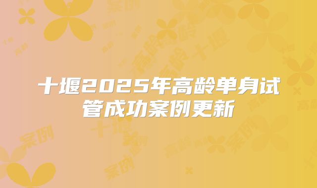 十堰2025年高龄单身试管成功案例更新