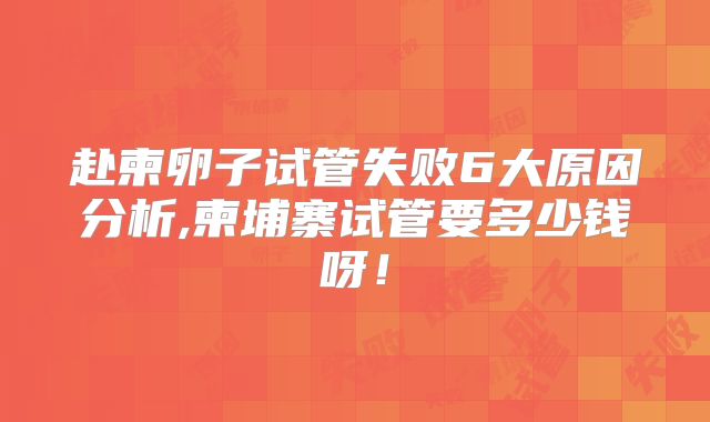 赴柬卵子试管失败6大原因分析,柬埔寨试管要多少钱呀！
