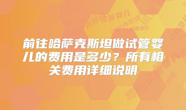 前往哈萨克斯坦做试管婴儿的费用是多少?所有相关费用详细说明