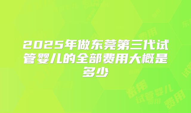 2025年做东莞第三代试管婴儿的全部费用大概是多少