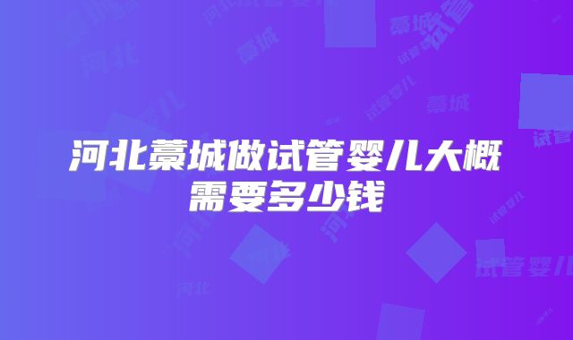 河北藁城做试管婴儿大概需要多少钱