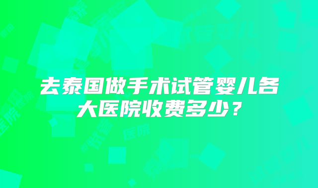 去泰国做手术试管婴儿各大医院收费多少？