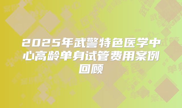 2025年武警特色医学中心高龄单身试管费用案例回顾