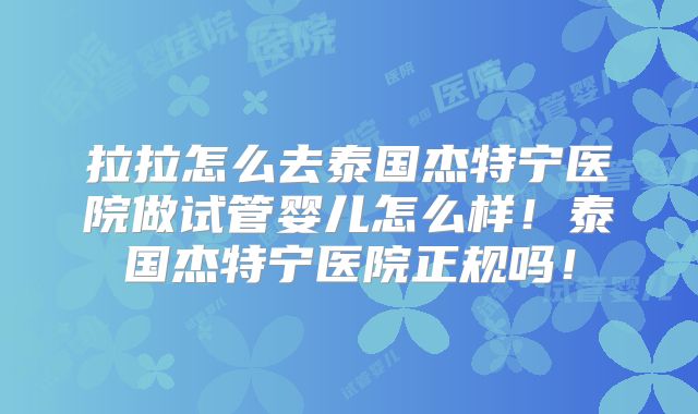 拉拉怎么去泰国杰特宁医院做试管婴儿怎么样!泰国杰特宁医院正规吗!