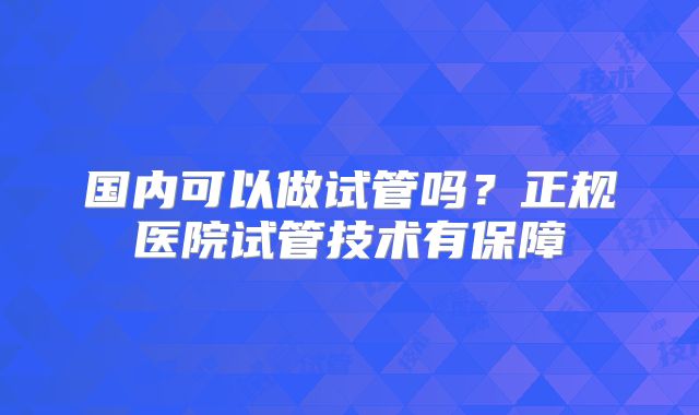 国内可以做试管吗?正规医院试管技术有保障