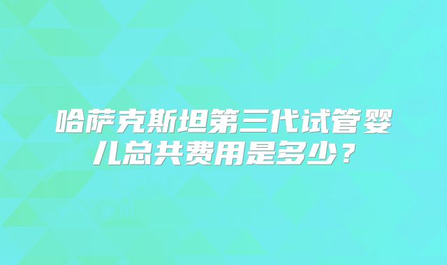 哈萨克斯坦第三代试管婴儿总共费用是多少？