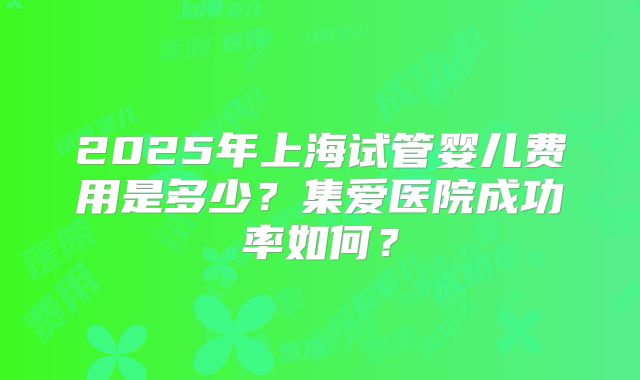 2025年上海试管婴儿费用是多少？集爱医院成功率如何？