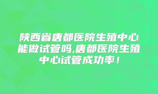 陕西省唐都医院生殖中心能做试管吗,唐都医院生殖中心试管成功率!