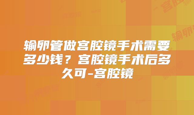 输卵管做宫腔镜手术需要多少钱?宫腔镜手术后多久可-宫腔镜