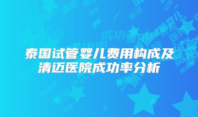 泰国试管婴儿费用构成及清迈医院成功率分析