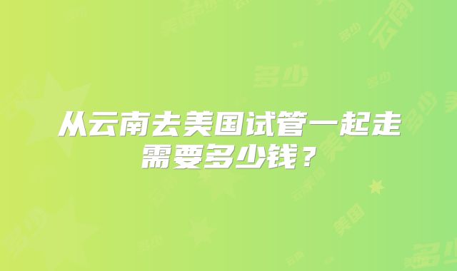 从云南去美国试管一起走需要多少钱?
