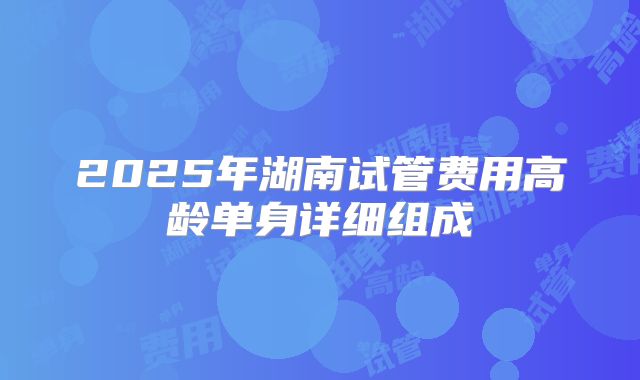 2025年湖南试管费用高龄单身详细组成
