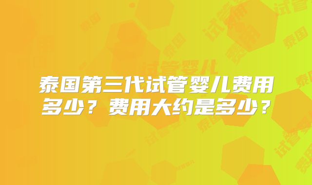 泰国第三代试管婴儿费用多少？费用大约是多少？