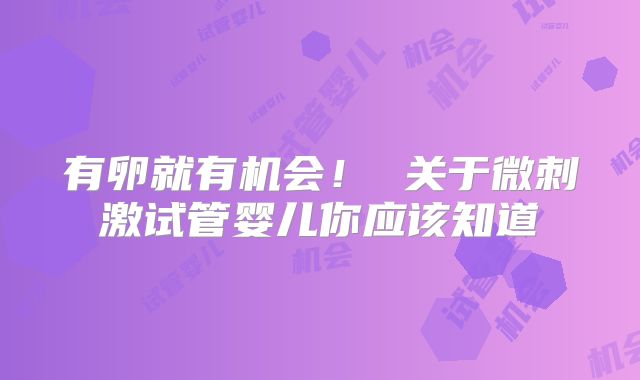 有卵就有机会！ 关于微刺激试管婴儿你应该知道
