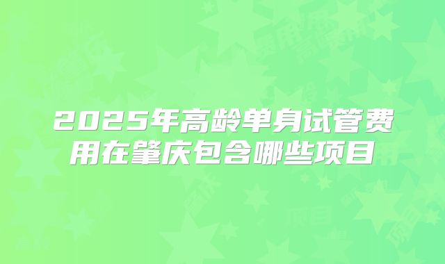2025年高龄单身试管费用在肇庆包含哪些项目