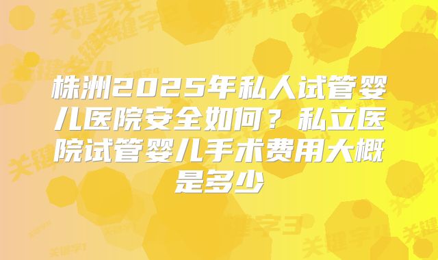 株洲2025年私人试管婴儿医院安全如何?私立医院试管婴儿手术费用大概是多少