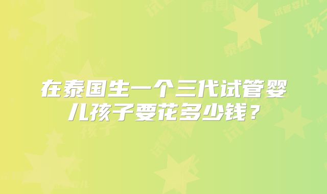 在泰国生一个三代试管婴儿孩子要花多少钱？