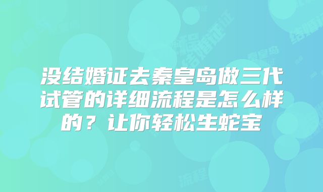没结婚证去秦皇岛做三代试管的详细流程是怎么样的？让你轻松生蛇宝
