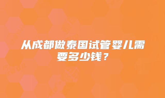 从成都做泰国试管婴儿需要多少钱？
