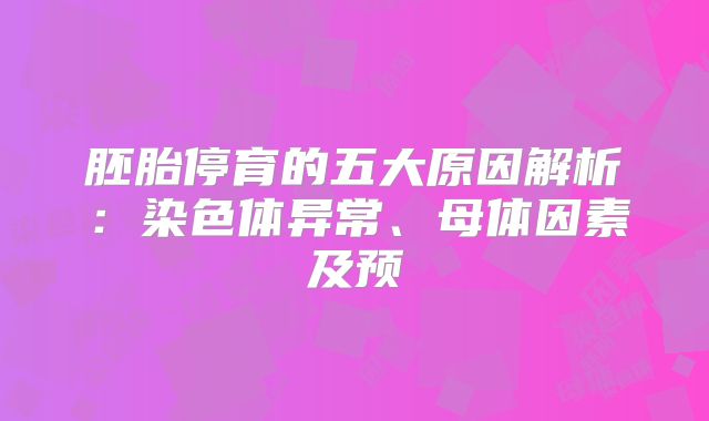 胚胎停育的五大原因解析：染色体异常、母体因素及预