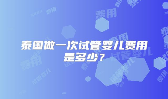 泰国做一次试管婴儿费用是多少?