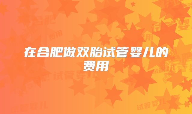 在合肥做双胎试管婴儿的费用